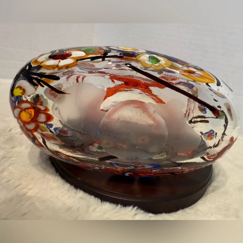 Hand blown Murano style glass purse/bowl with Millefiori design